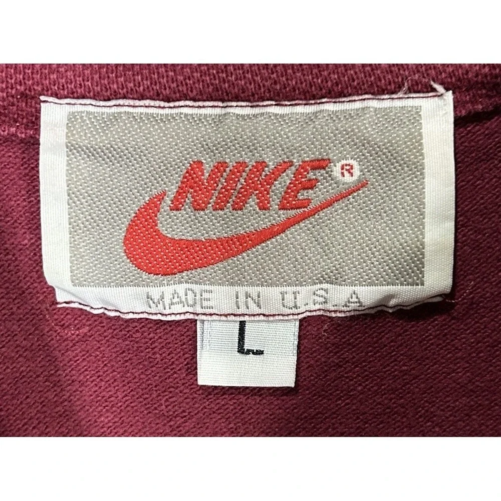 Nike Polo Shirt Large L Burgundy Made In USA 1970s‎ 1980s Vintage Single Stitch